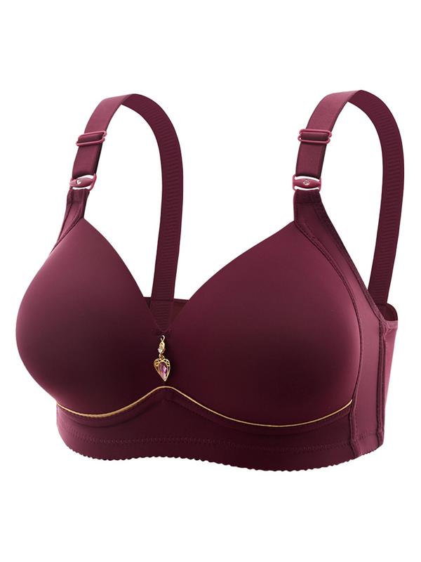 Women's Solid Color Contrast Binding Wireless Push Up Bra, Soft Comfortable Breathable Adjustable Strap Bra, Lingerie for All Seasons, Bras for Women